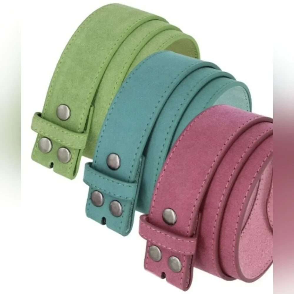 🔸️NWOT Fuchsia Genuine Suede Leather w/Detachable Antiqued Buckle Belt Small